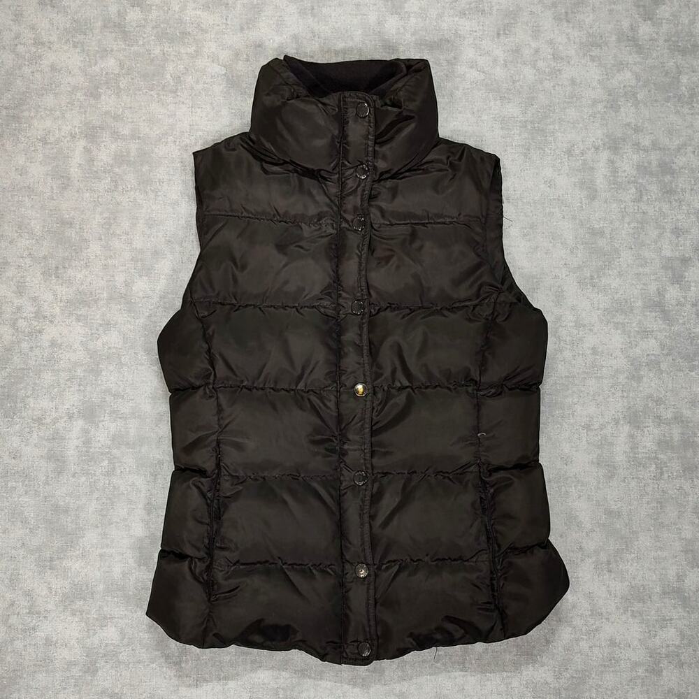 J.Crew Black Down Filled Puffer Vest Women's XS Full Zip Style 96077